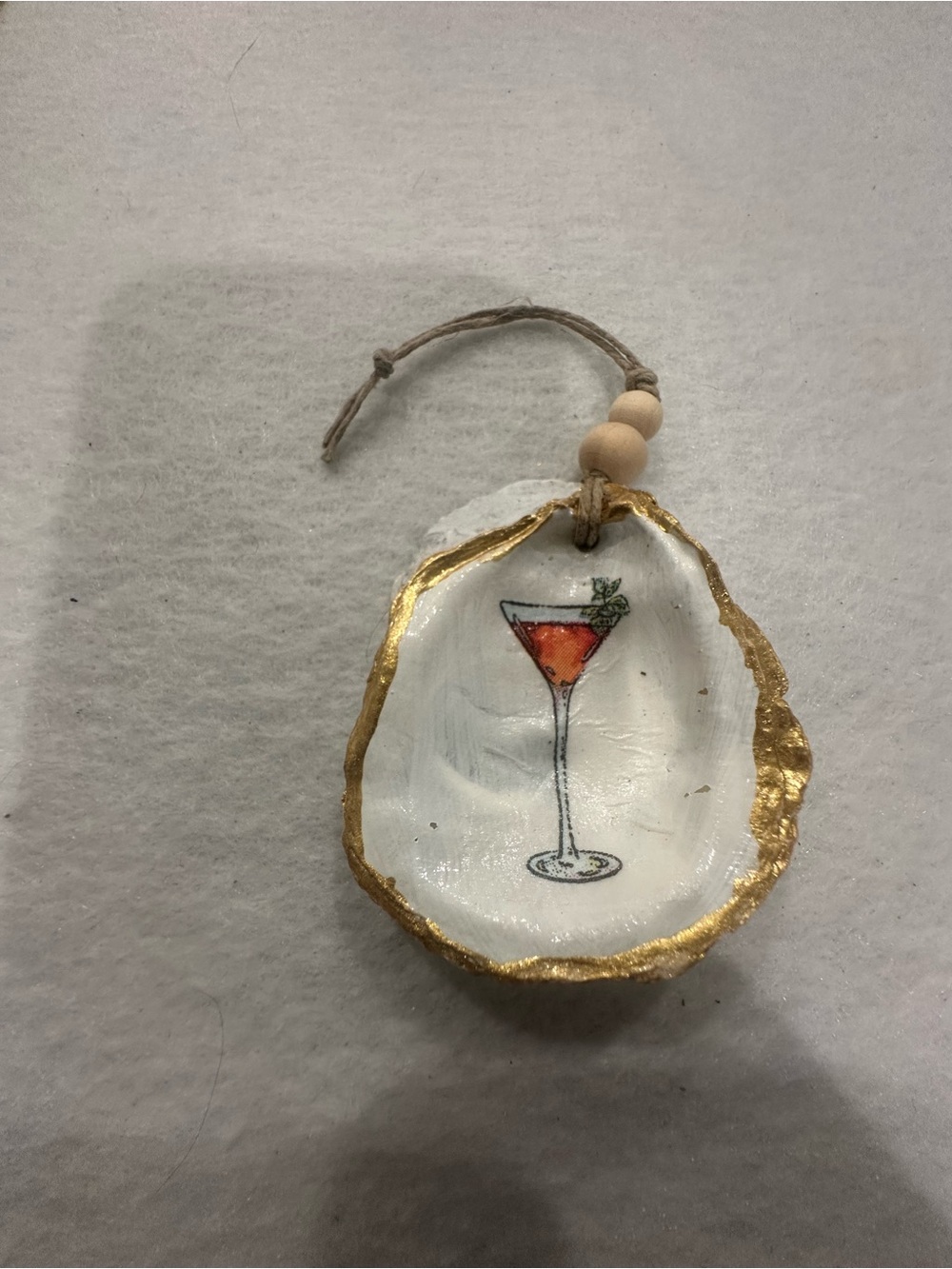 Hand-Painted White & Gold Cocktail Ornament - Home Holiday